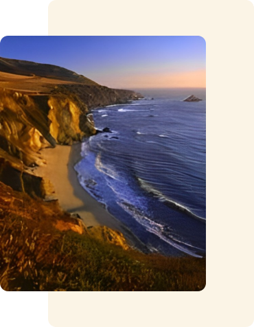 Ocean waves crashing on a scenic coast.